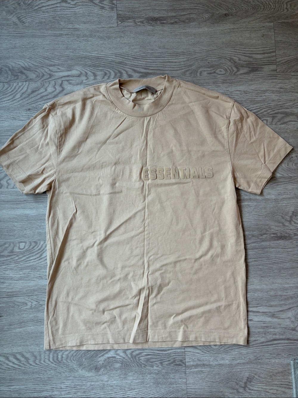 ESSENTIALS Men's Tan Embossed Logo Short Sleeve Tee